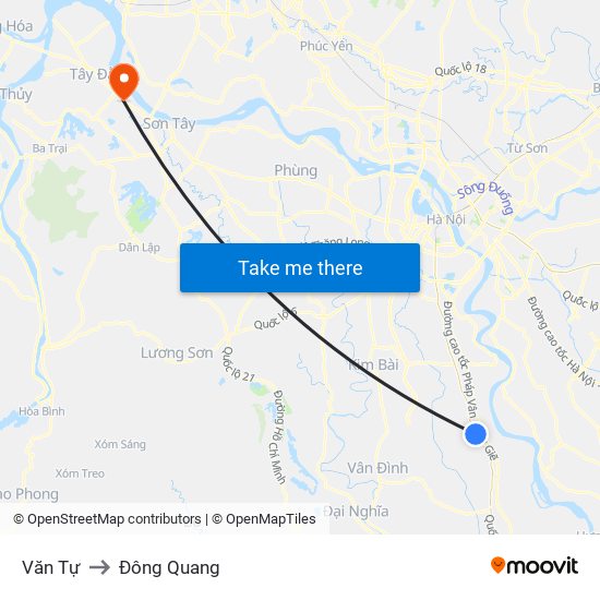 Văn Tự to Đông Quang map