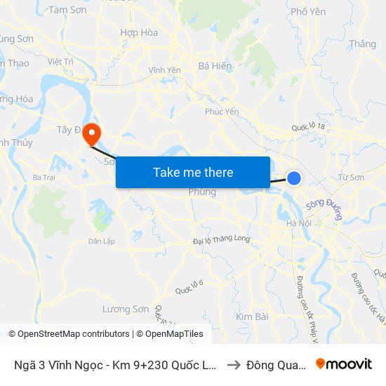 Ngã 3 Vĩnh Ngọc - Km 9+230 Quốc Lộ 3 to Đông Quang map