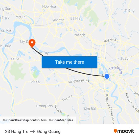 23 Hàng Tre to Đông Quang map