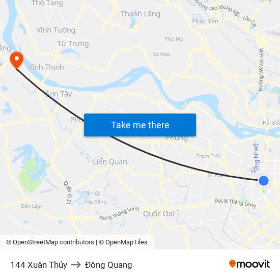 144 Xuân Thủy to Đông Quang map