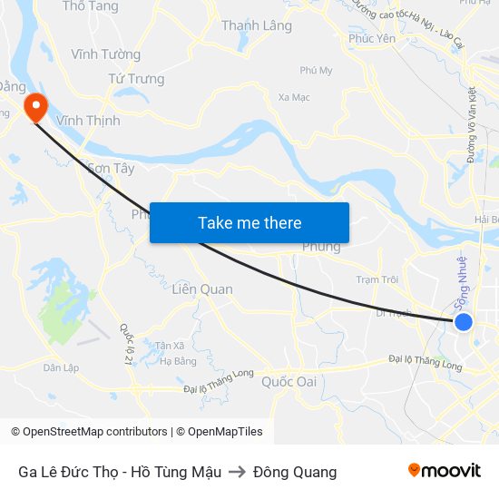 Ga Lê Đức Thọ - Hồ Tùng Mậu to Đông Quang map