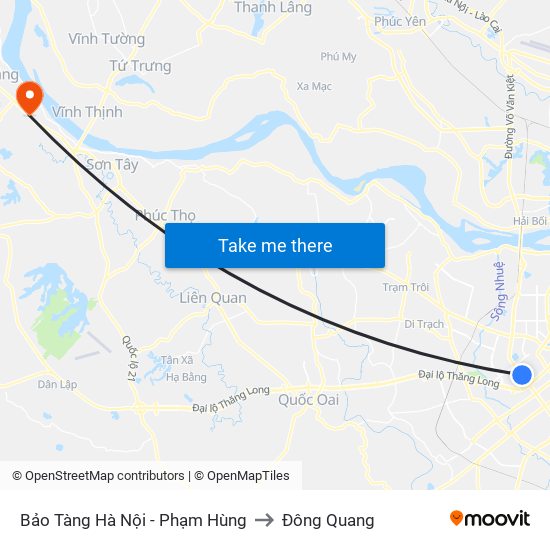 Bảo Tàng Hà Nội - Phạm Hùng to Đông Quang map