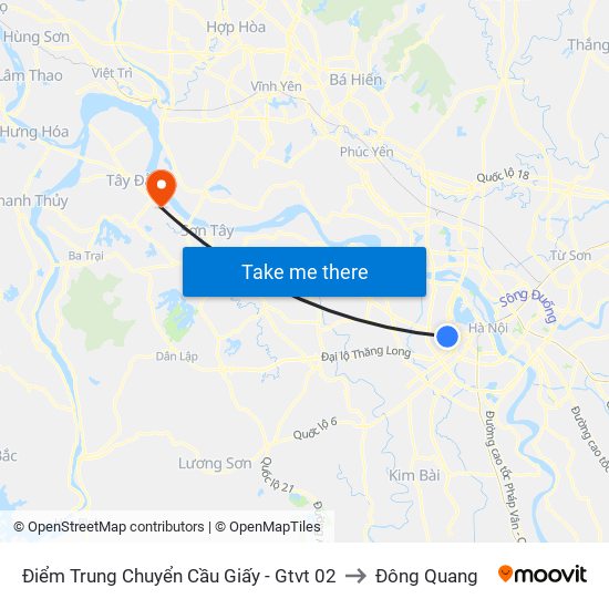 Điểm Trung Chuyển Cầu Giấy - Gtvt 02 to Đông Quang map