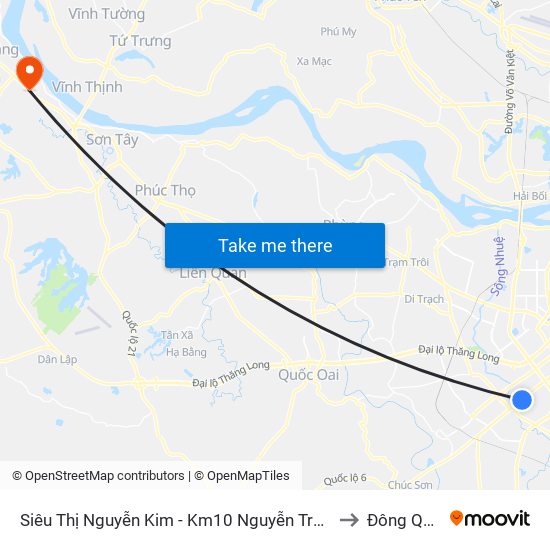 Siêu Thị Nguyễn Kim - Km10 Nguyễn Trãi (Hà Đông) to Đông Quang map