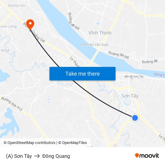 (A) Sơn Tây to Đông Quang map