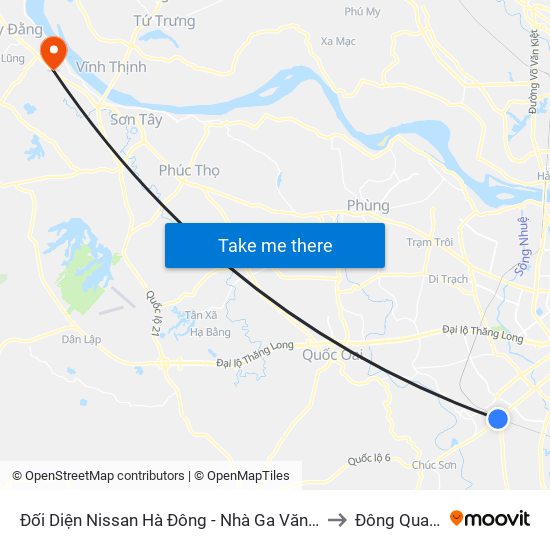 Đối Diện Nissan Hà Đông - Nhà Ga Văn Khê to Đông Quang map