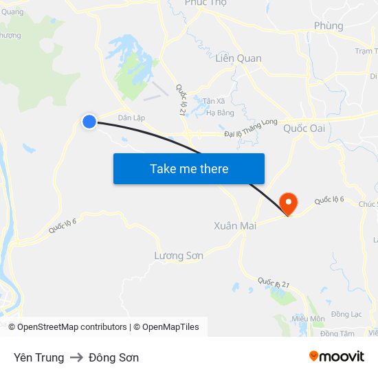 Yên Trung to Đông Sơn map