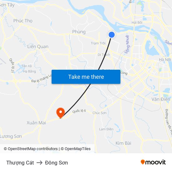 Thượng Cát to Đông Sơn map