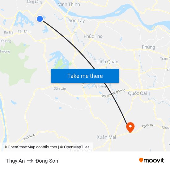 Thụy An to Đông Sơn map