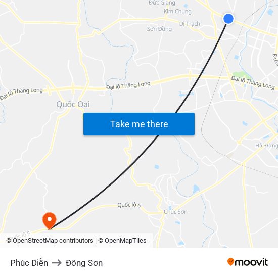 Phúc Diễn to Đông Sơn map