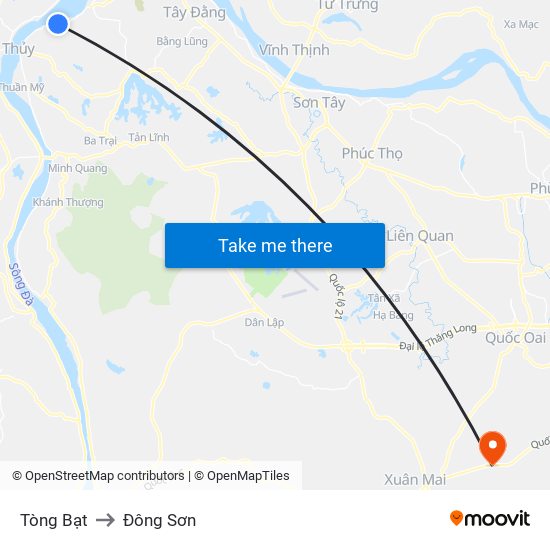 Tòng Bạt to Đông Sơn map