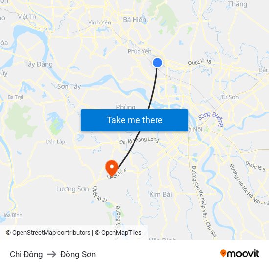 Chi Đông to Đông Sơn map