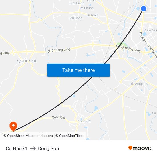 Cổ Nhuế 1 to Đông Sơn map