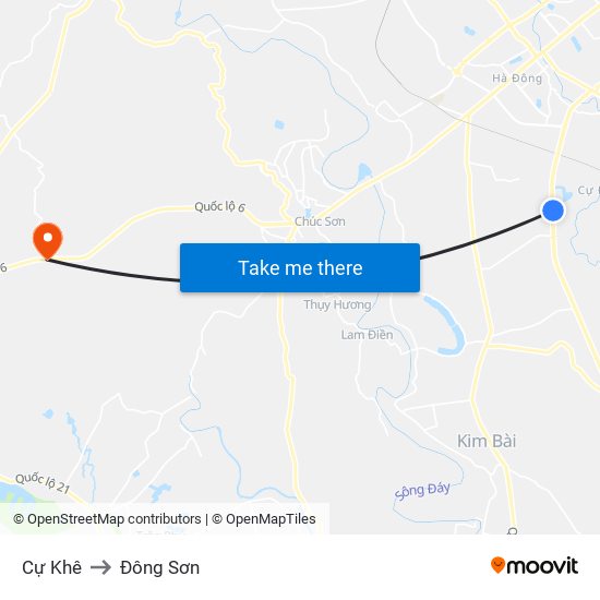 Cự Khê to Đông Sơn map