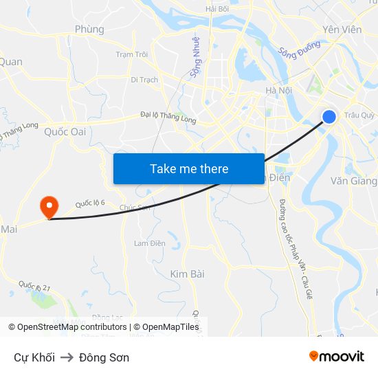 Cự Khối to Đông Sơn map