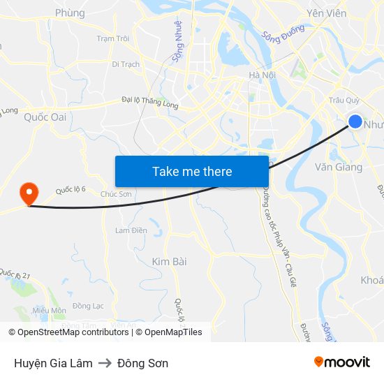 Huyện Gia Lâm to Đông Sơn map