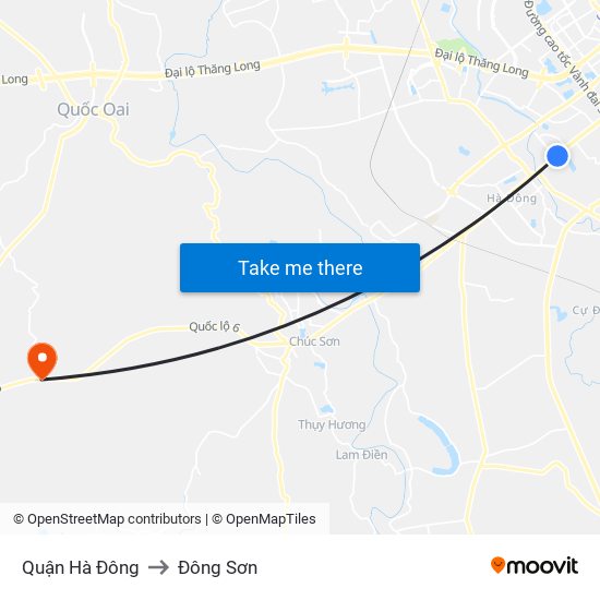 Quận Hà Đông to Đông Sơn map