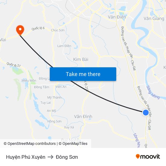 Huyện Phú Xuyên to Đông Sơn map