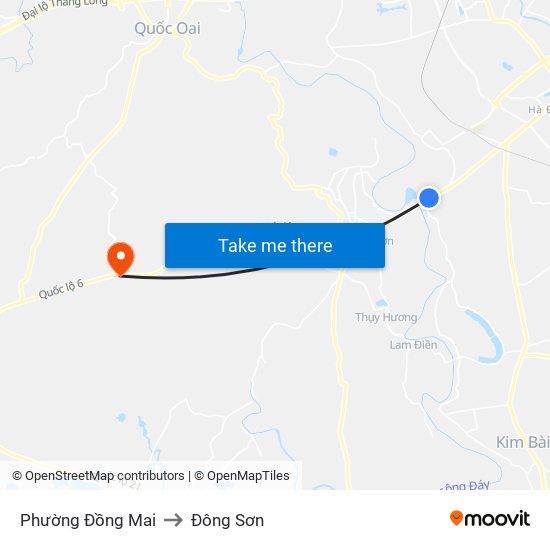 Phường Đồng Mai to Đông Sơn map
