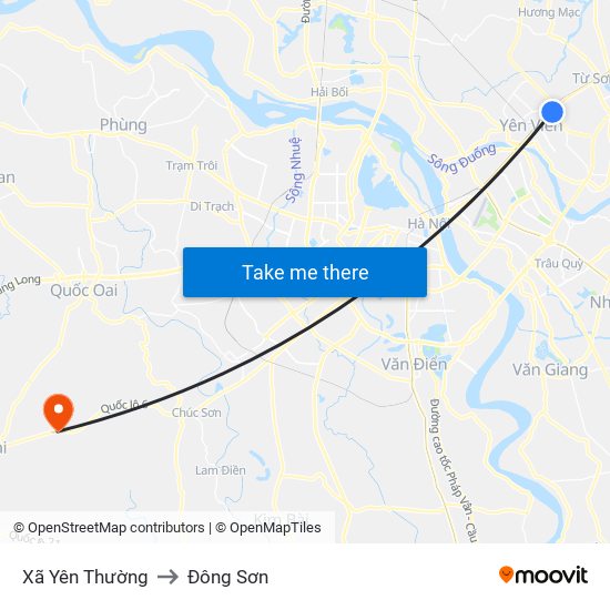 Xã Yên Thường to Đông Sơn map