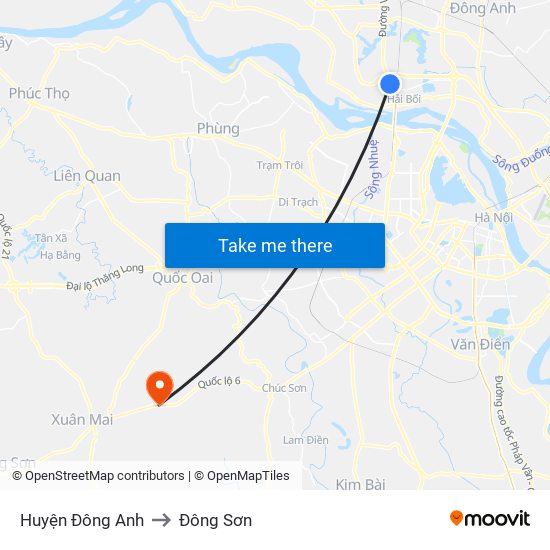 Huyện Đông Anh to Đông Sơn map