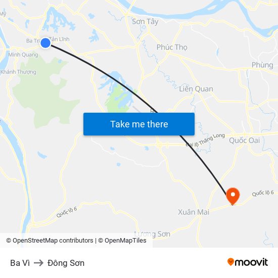 Ba Vì to Đông Sơn map