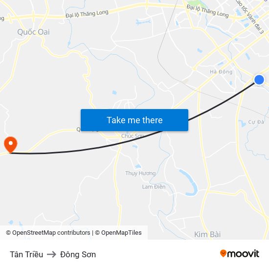 Tân Triều to Đông Sơn map