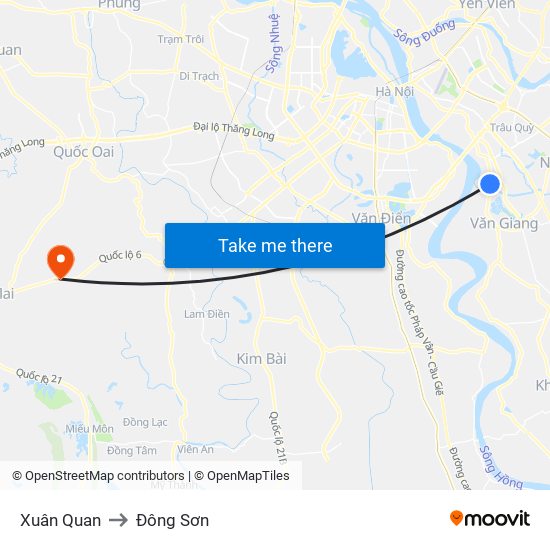 Xuân Quan to Đông Sơn map