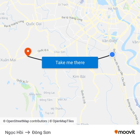 Ngọc Hồi to Đông Sơn map