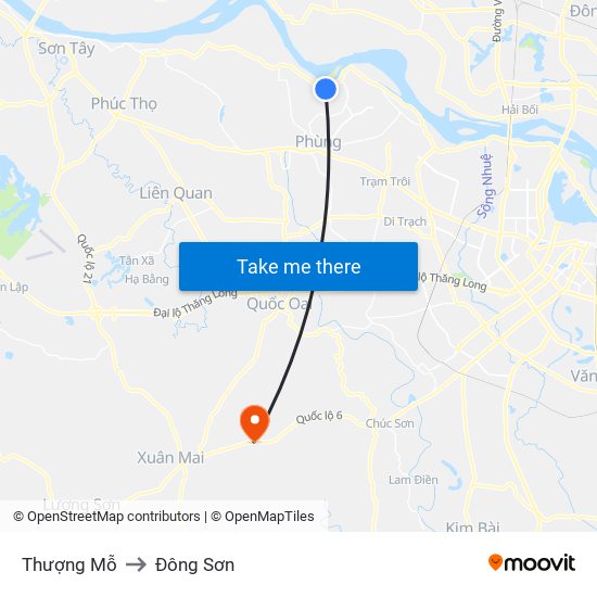 Thượng Mỗ to Đông Sơn map