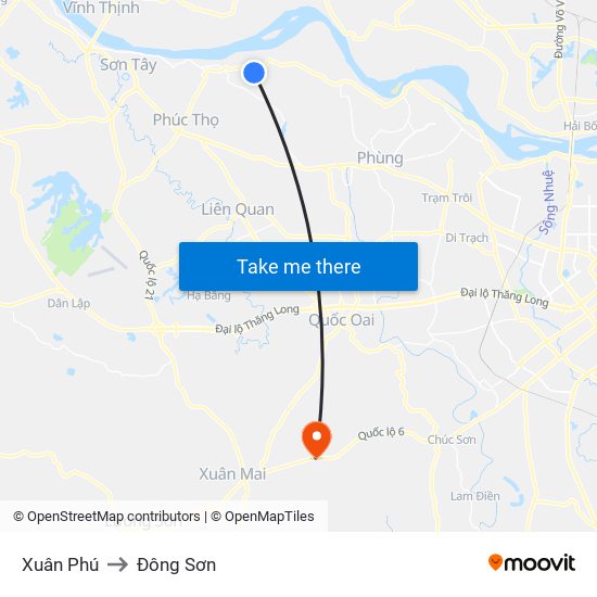 Xuân Phú to Đông Sơn map