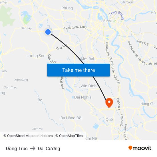 Đồng Trúc to Đại Cường map