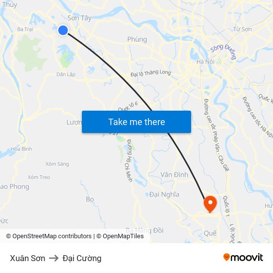 Xuân Sơn to Đại Cường map