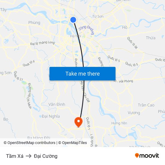 Tầm Xá to Đại Cường map