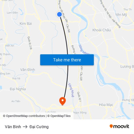 Văn Bình to Đại Cường map