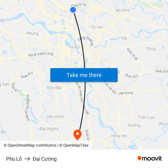 Phù Lỗ to Đại Cường map