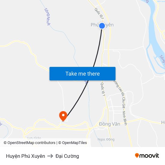 Huyện Phú Xuyên to Đại Cường map