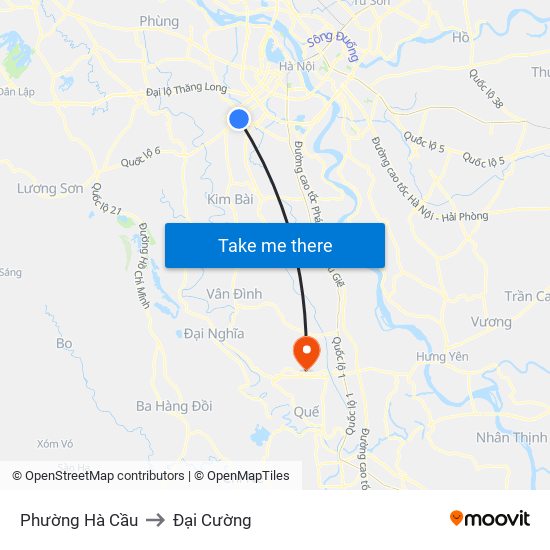 Phường Hà Cầu to Đại Cường map