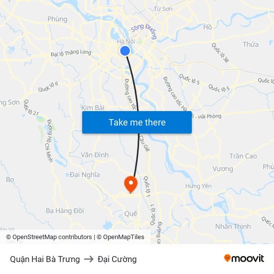 Quận Hai Bà Trưng to Đại Cường map