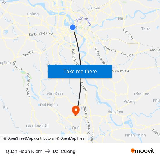 Quận Hoàn Kiếm to Đại Cường map