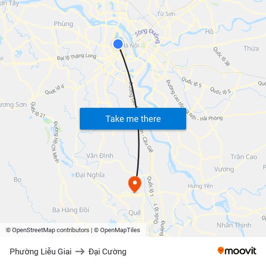 Phường Liễu Giai to Đại Cường map