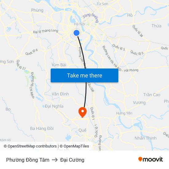 Phường Đồng Tâm to Đại Cường map