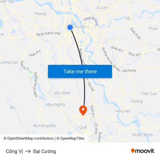 Cống Vị to Đại Cường map