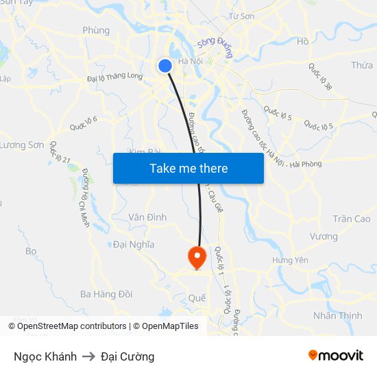 Ngọc Khánh to Đại Cường map