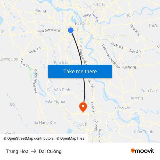 Trung Hòa to Đại Cường map