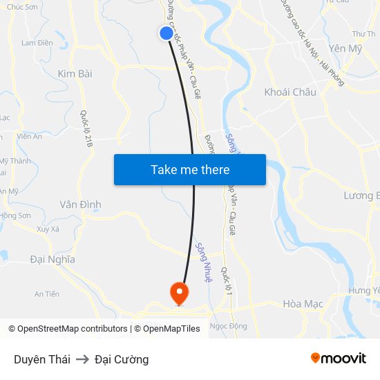 Duyên Thái to Đại Cường map