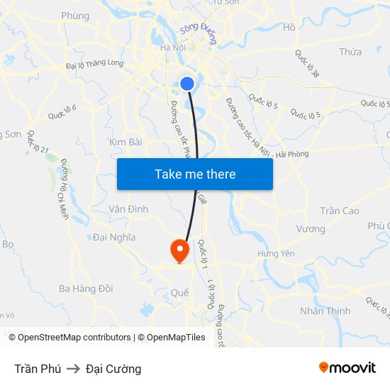 Trần Phú to Đại Cường map