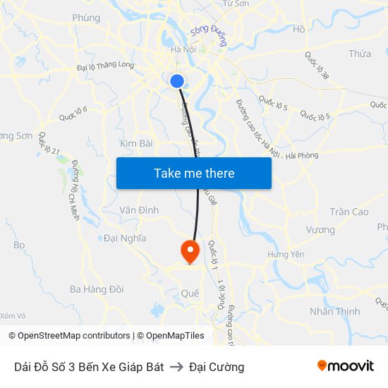 Dải Đỗ Số 3 Bến Xe Giáp Bát to Đại Cường map