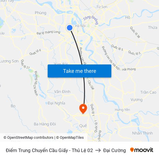 Điểm Trung Chuyển Cầu Giấy - Thủ Lệ 02 to Đại Cường map