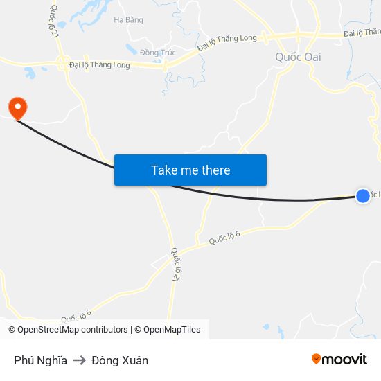 Phú Nghĩa to Đông Xuân map